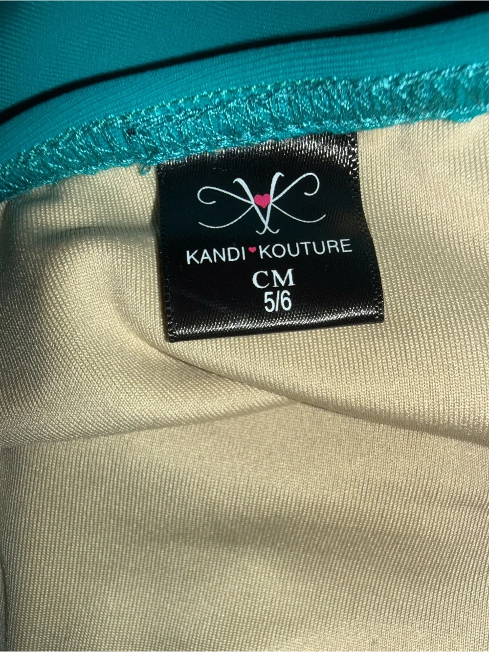 Kandi Kouture Teal One-Shoulder Cutout Kids Leotard Size Child Medium (5/6)
